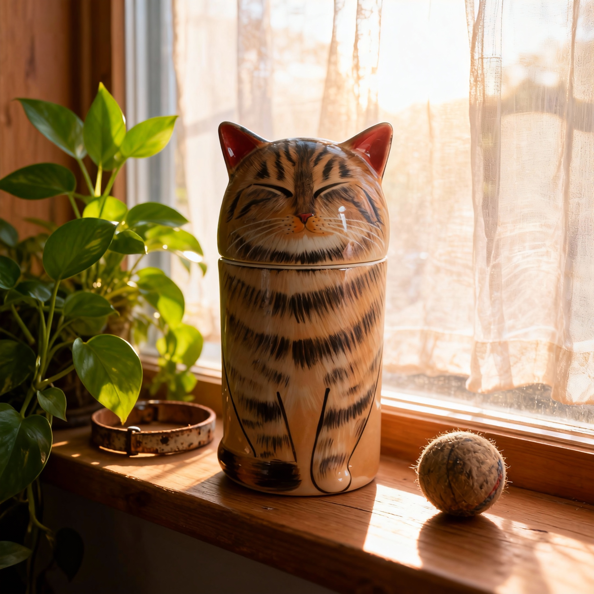 Custom Hand-Painted Tabby Cat Ceramic Pet Urn for Ashes - Personalized Memorial Keepsake with Pet Photo Customization, Dignified Cremation Urn for Small Cats, Home Decor Pet Resting Container