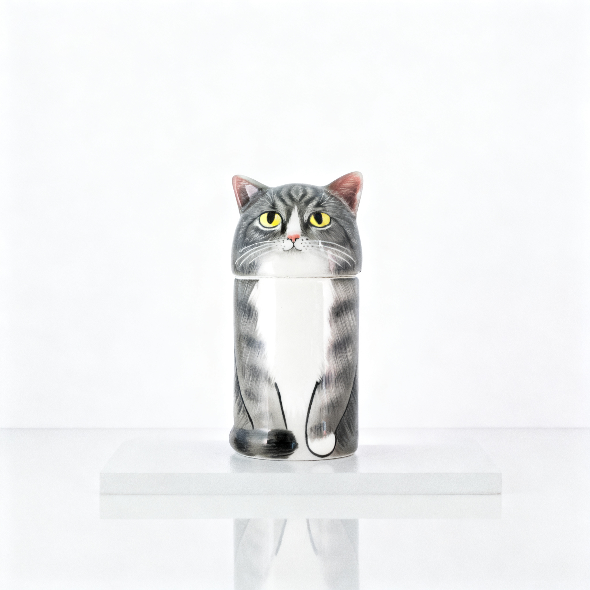 Custom Hand-Painted Tabby Cat Ceramic Pet Urn for Ashes - Personalized Memorial Keepsake with Pet Photo Customization, Dignified Cremation Urn for Small Cats, Home Decor Pet Resting Container