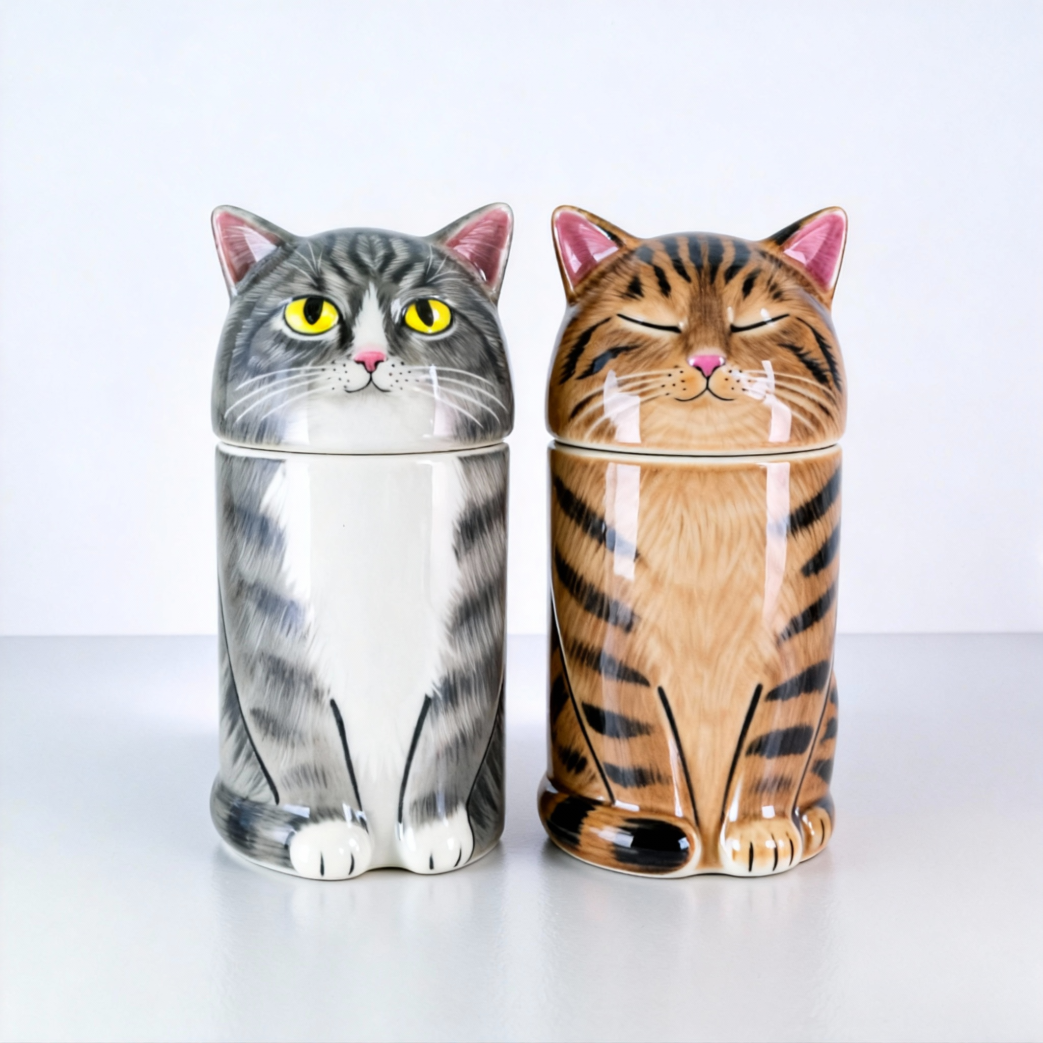 Custom Hand-Painted Tabby Cat Ceramic Pet Urn for Ashes - Personalized Memorial Keepsake with Pet Photo Customization, Dignified Cremation Urn for Small Cats, Home Decor Pet Resting Container